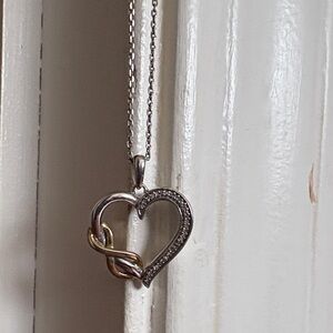 Intertwined Silver and Gold Heart Necklace